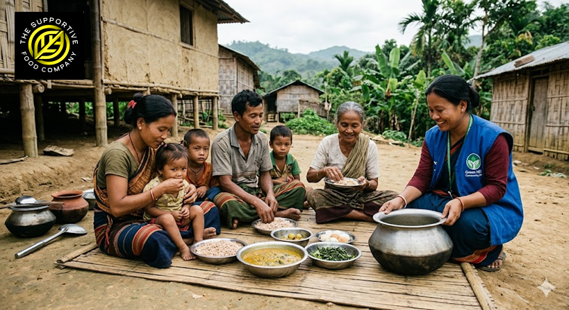 family being fed with nutritious food