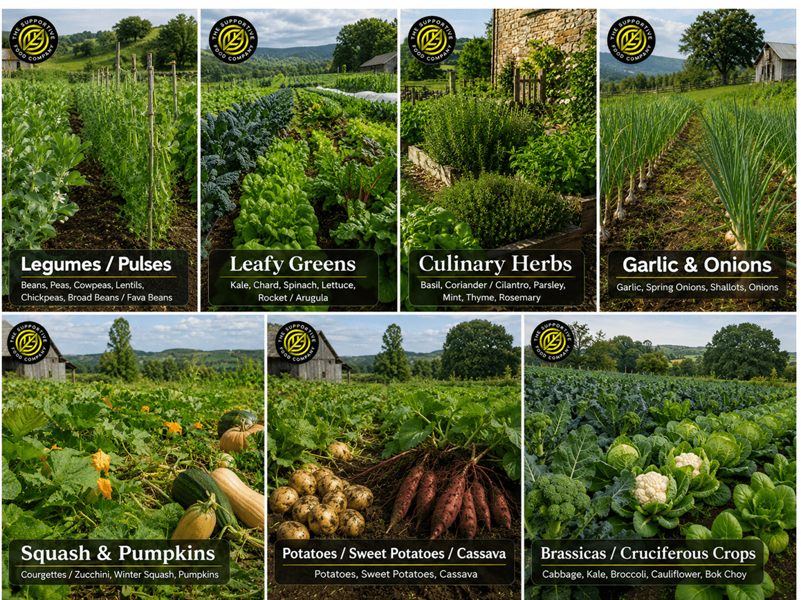 collage of best organic foods to grow