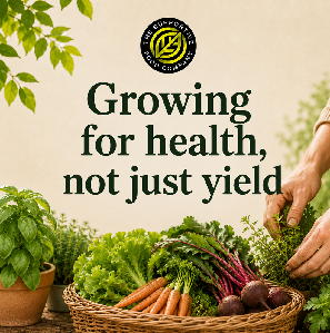 Organic food and herbs growing for health