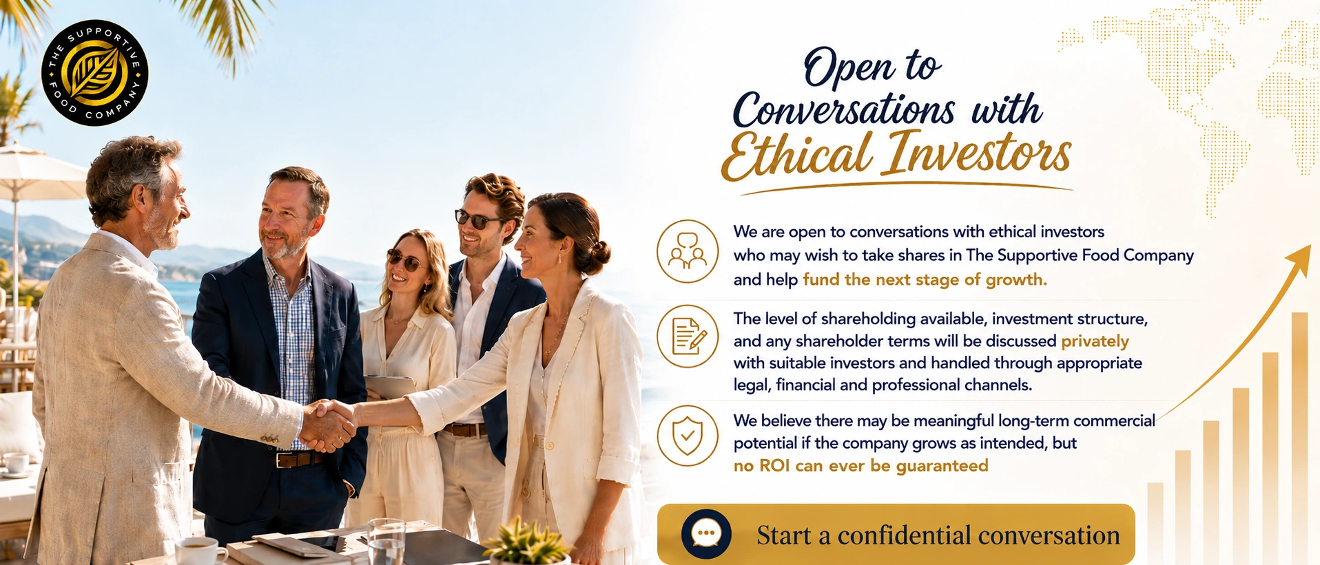 Open to conversations with ethical investors for The Supportive Food Company