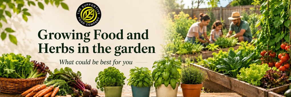 growing food and herbs in the garden
