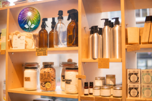 natural source shelf with logo